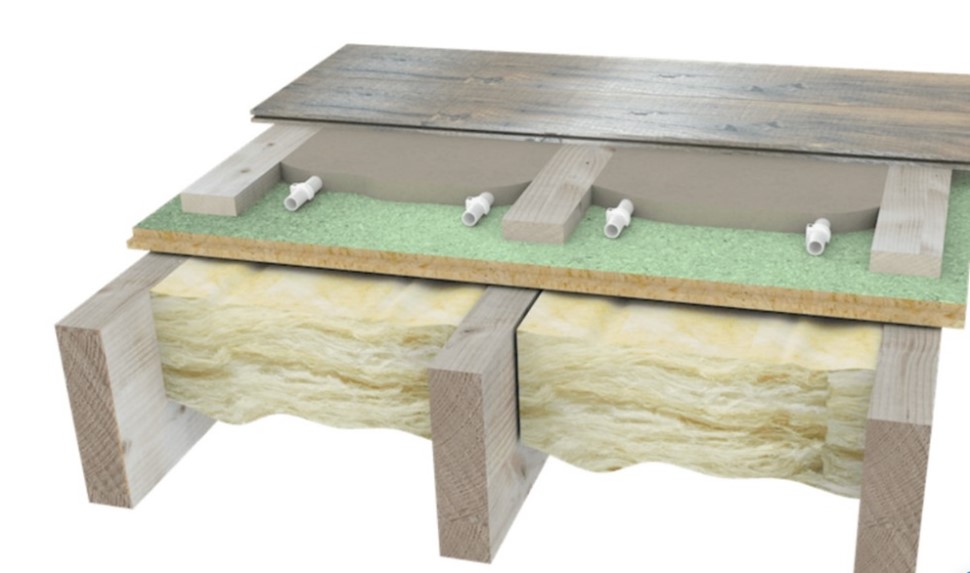 Figure 14: Double suspended subfloor with insulation and underfloor heating